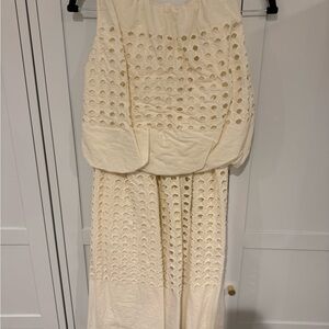 Cream Eyelet Maxi 2-Piece Skirt Set